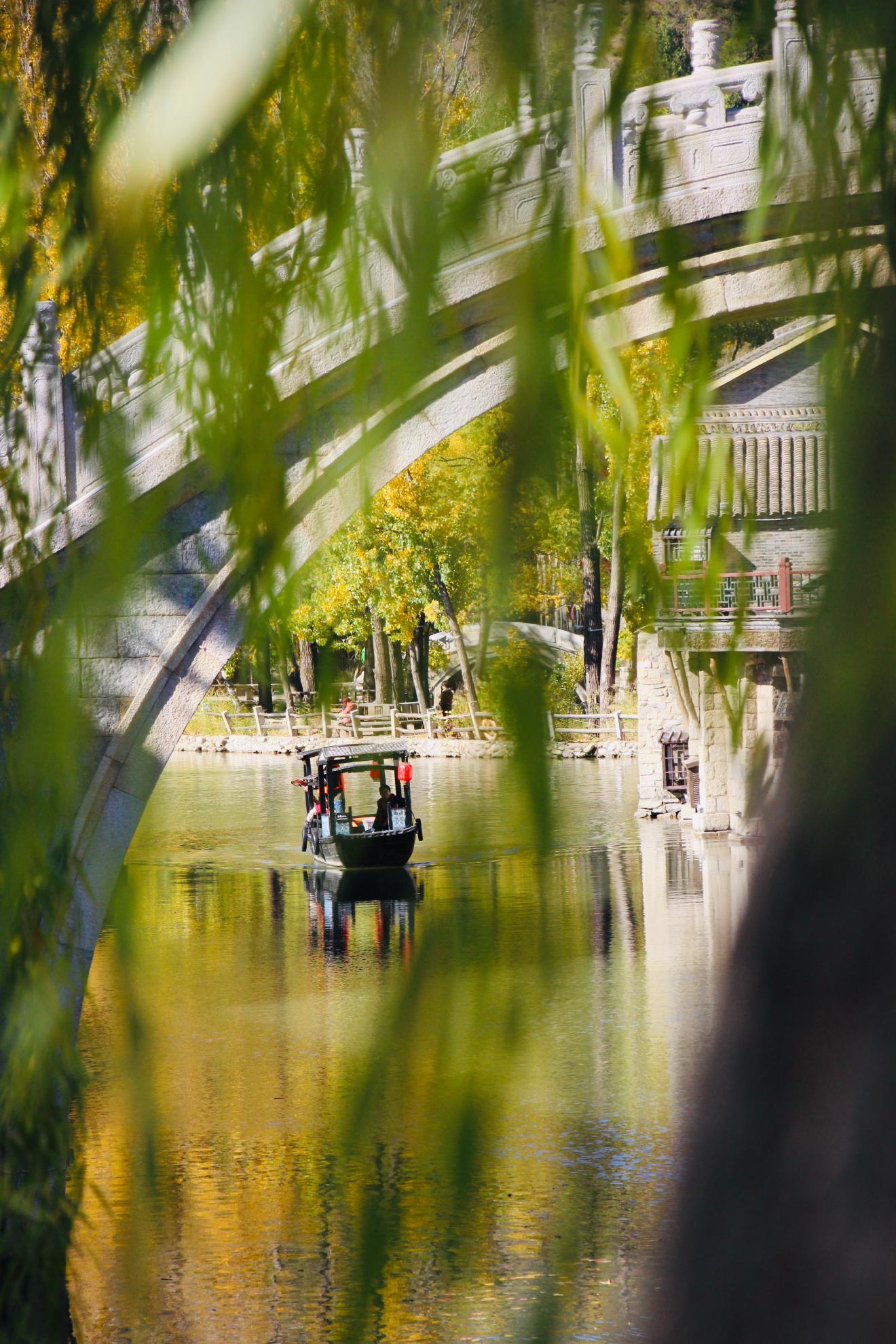 Boat under a bridge at Gubei