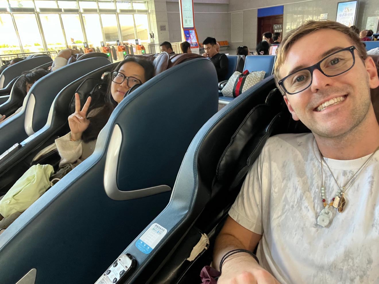 Train station massage chairs