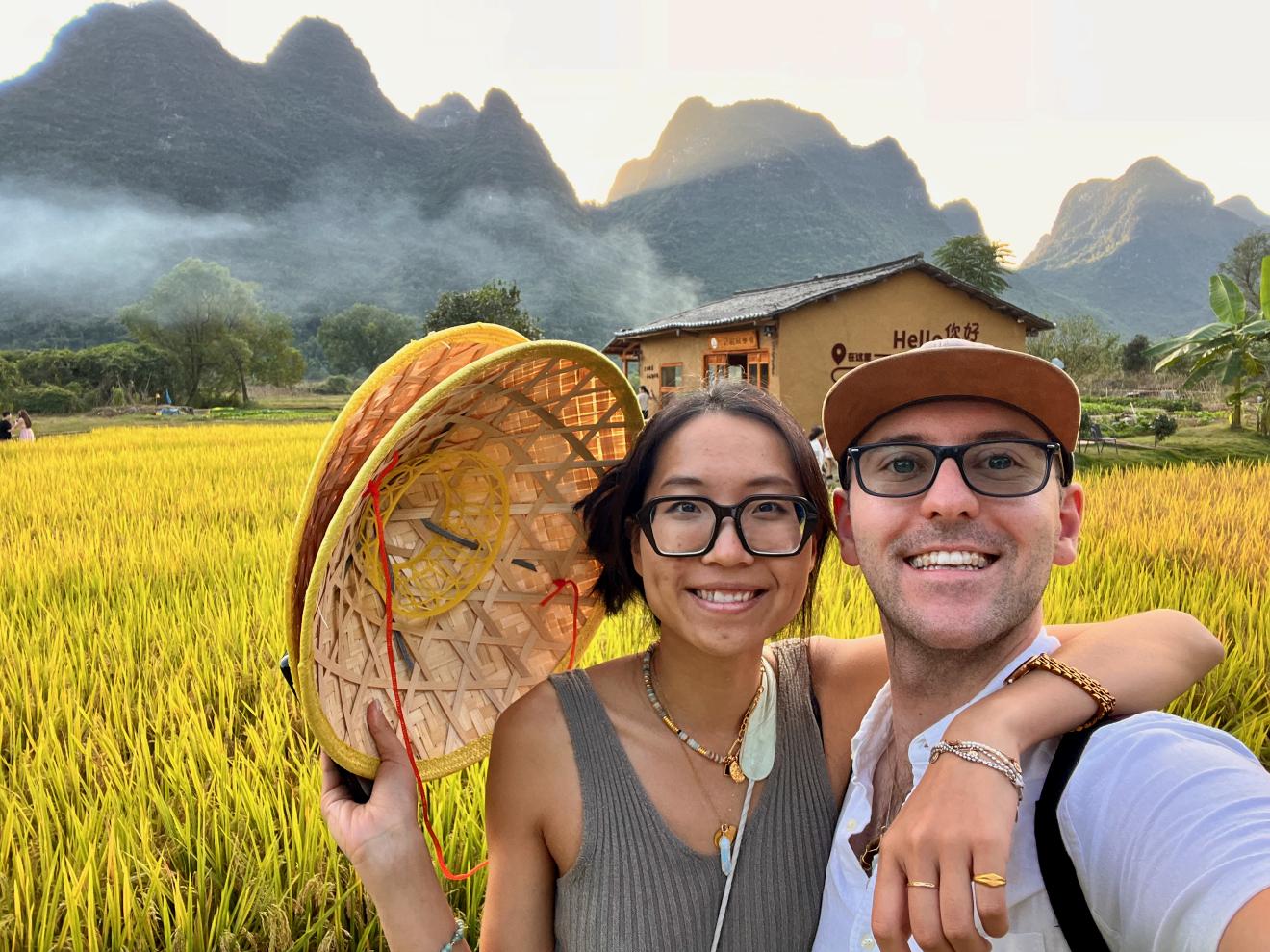 Photo shoot by the rice fields