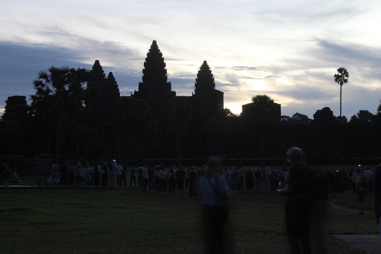 Angkor Wat Tourists at sunrise