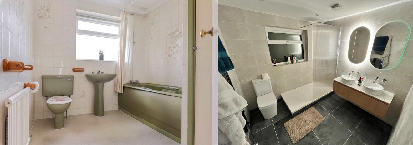 Bathroom before and after